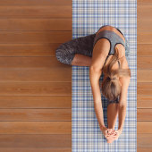 青いトープタータンチェック格子模様 ヨガマット