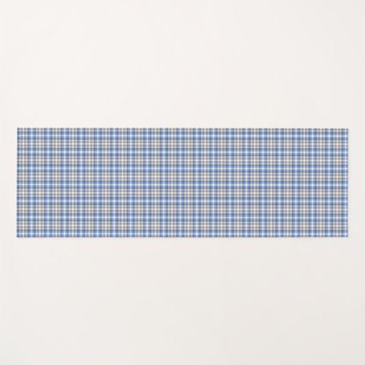 青いトープタータンチェック格子模様 ヨガマット (正面(横))