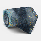 青いトーンのマーブル  ネクタイ (ロール)