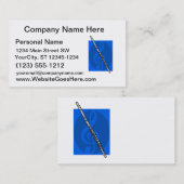 青いト音記号の背景が付いているフルート 名刺 (正面/裏面)