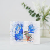 青いドアのアドレス変更の郵便はがき 案内ポストカード (スタンド正面)