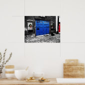 青いドアのキャンバスのポスター – 標準サイズ ポスター (キッチン)