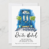 青いドアの水の色の移動のお知らせ 案内状 (正面)