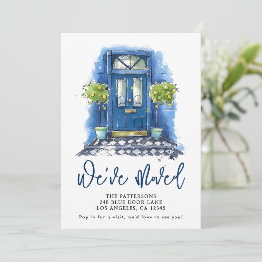 青いドアの水の色の移動のお知らせ 案内状 (スタンド正面)