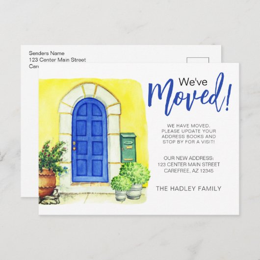 青いドアを移動 案内ポストカード (正面/裏面)