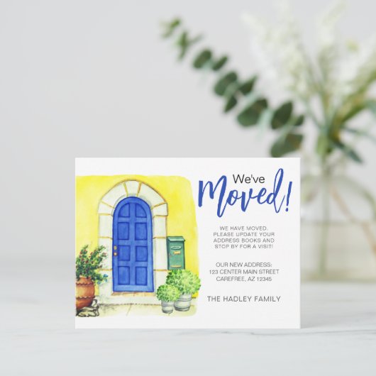 青いドアを移動 案内ポストカード (スタンド正面)