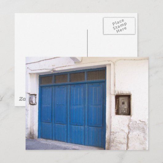 青いドア ポストカード (正面/裏面)