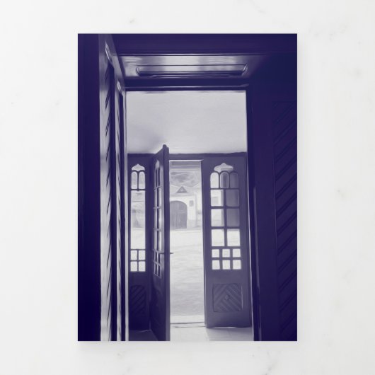 青いドア 三つ折りクリスマスカード (カバー)