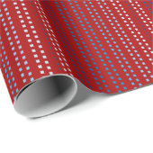 青いドットと赤（変更可能）背景の濃淡  ラッピングペーパー (ロールコーナー)