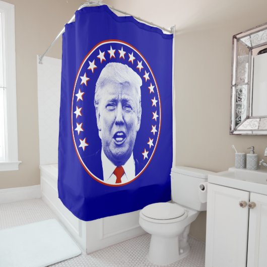 青いドナルド・トランプ大統領 シャワーカーテン (インサイチュ)