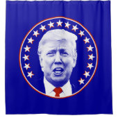 青いドナルド・トランプ大統領 シャワーカーテン (正面)