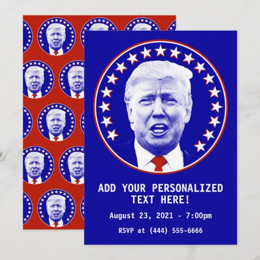青いドナルド・トランプ大統領 招待状 (正面/裏面)