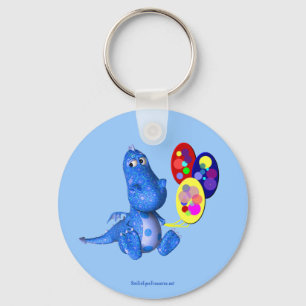 青いドラゴンおよび気球かわいいKeychain キーホルダー