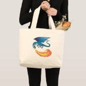 青いドラゴンが炎を吐く ラージトートバッグ (正面(商品))