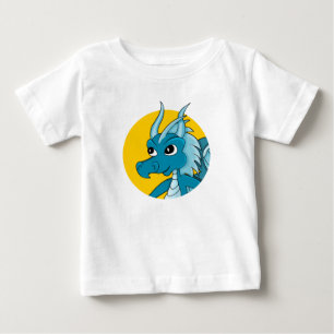 青いドラゴンのかわいいキャラクター ベビーTシャツ