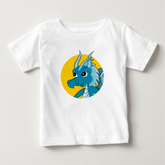 青いドラゴンのかわいいキャラクター ベビーTシャツ (正面)