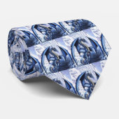 青いドラゴンのタイ ネクタイ (ロール)