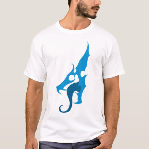青いドラゴンのロゴのティー Tシャツ