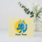 青いドラゴンの漫画はがき ポストカード (スタンド正面)