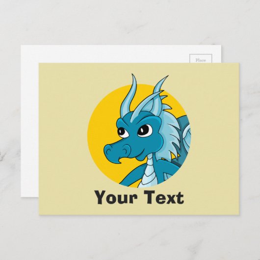 青いドラゴンの漫画はがき ポストカード (正面/裏面)