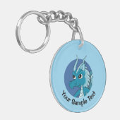 青いドラゴンの漫画キーチェーン キーホルダー (正面左)