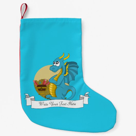 青いドラゴンの漫画 スモールクリスマスストッキング (正面)