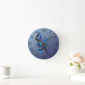 青いドラゴンの火 ラウンド壁時計 (ホーム)