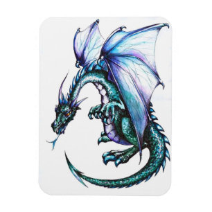 青いドラゴン3" x4"写真の磁石 マグネット