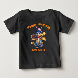 青いドラゴン (6f) 愛国少年Tシャツ ベビーTシャツ