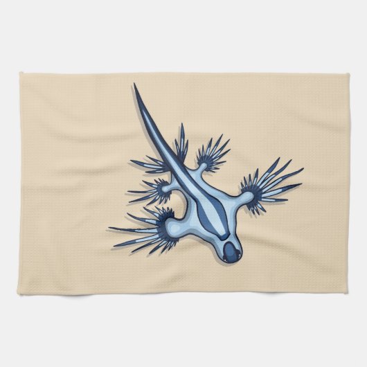 青いドラゴンNudibranch キッチンタオル (横)