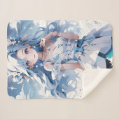 青いドレスに青い髪の人魚 シェルパブランケット (正面(横))