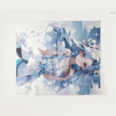 青いドレスに青い髪の人魚 タペストリー (正面(横))