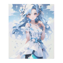 青いドレスに青い髪の人魚 メタルプリント