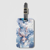 青いドレスに青い髪の人魚 ラゲッジタグ (正面縦)