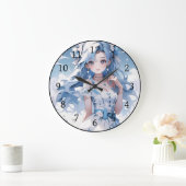 青いドレスに青い髪の人魚 ラージ壁時計 (ホーム)