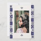 青いドレスのアーティスティックタイル キンセアニエラ招待状 招待状 (裏面)