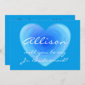 青いドレスのジュニアブライズメイドになってくれる？ 招待状 (正面/裏面)