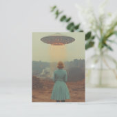 青いドレスの女性とUFO ポストカード (スタンド正面)