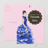 青いドレスの女性に感謝を伝えたい ポストカード (正面/裏面)