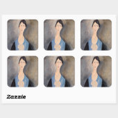 青いドレスの若い女性 - アメデオ・モディリアーニ スクエアシール (シート)