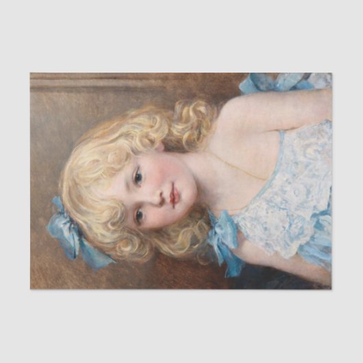 青いドレスを着た女の子のポートレート、ヘイウッド・ハーディ 薄葉紙 (正面)