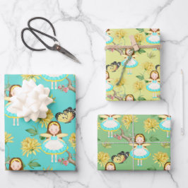 青いドレスを着た妖精 ラッピングペーパーシート