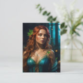 青いドレスを着た美しい母自然 ポストカード (スタンド正面)