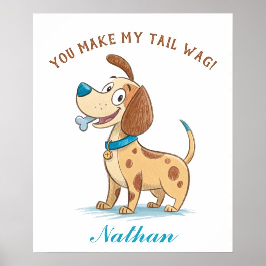 青いドードルよくはしゃぐペット、フロッピー耳の子犬 ポスター (正面)