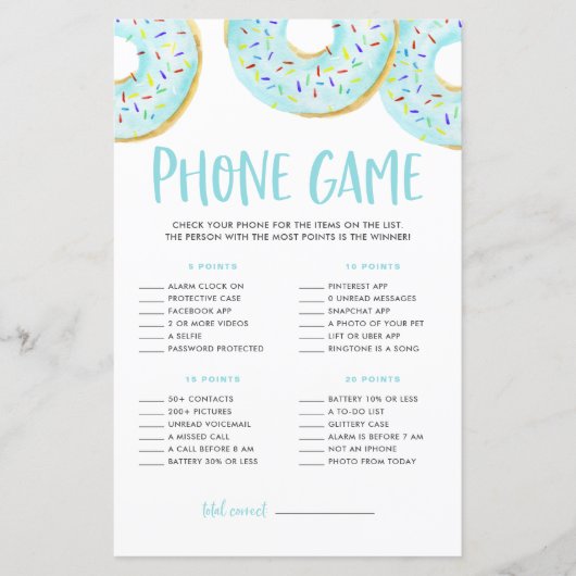 青いドーナツあなたの電話の赤ちゃんシャワーゲームに何がある (正面)