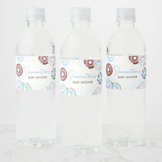 青いドーナツとおむつ赤ちゃんシャワー ペットボトルラベル (ボトル)