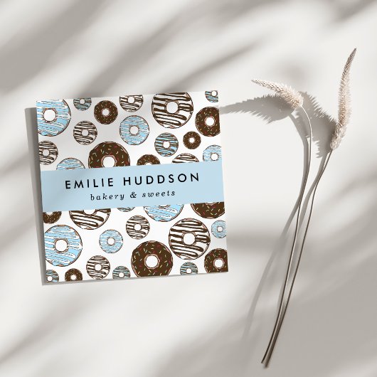 青いドーナツのパターン,ケーキ屋,ペストリーショップ スクエア名刺