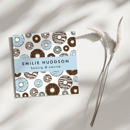 青いドーナツのパターン，ケーキ屋，ペストリーショップ スクエア名刺