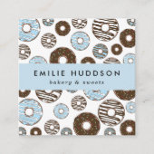 青いドーナツのパターン,ケーキ屋,ペストリーショップ スクエア名刺 (正面)