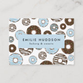 青いドーナツのパターン,ケーキ屋,ペストリーショップ 名刺 (正面)